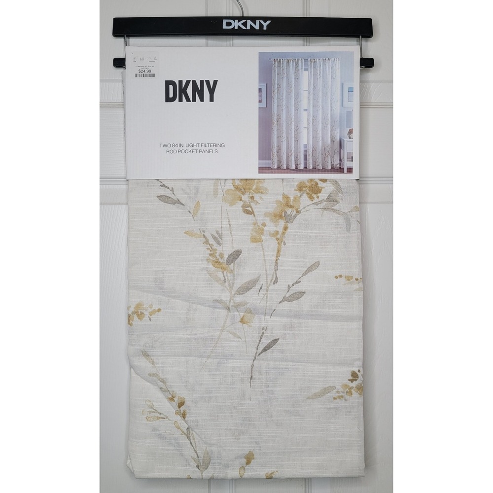 DKNY 2 Light Filtering Rod Pocket Panels 50x84 Curtains Dune 100% Cotton
